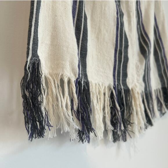 NWOT Lemlem Fringe Hem Mini Skirt, Off-White/Gray Striped, Women's Small (Est.) - Picture 2 of 4